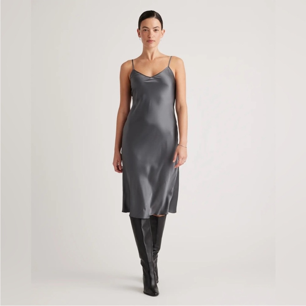 Quince washable silk slip midi dress